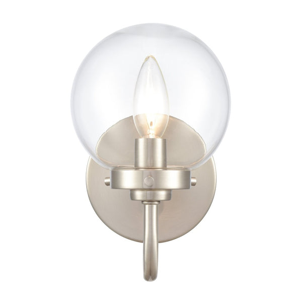Atlas Fairbanks 1-Light Sconce - Midcentury Modern Design for Stylish Indoor Illumination in Any Space Brushed Nickel and Clear WL11072-NK1