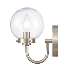 Atlas Fairbanks 1-Light Sconce - Midcentury Modern Design for Stylish Indoor Illumination in Any Space Brushed Nickel and Clear WL11072-NK1
