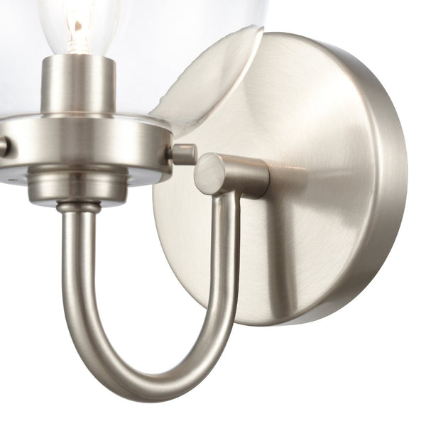 Atlas Fairbanks 1-Light Sconce - Midcentury Modern Design for Stylish Indoor Illumination in Any Space Brushed Nickel and Clear WL11072-NK1