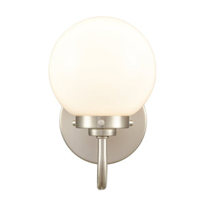 Atlas Fairbanks 1-Light Sconce - Midcentury Modern Design for Stylish Indoor Illumination in Any Space Brushed Nickel and Opal WL11072-NK2