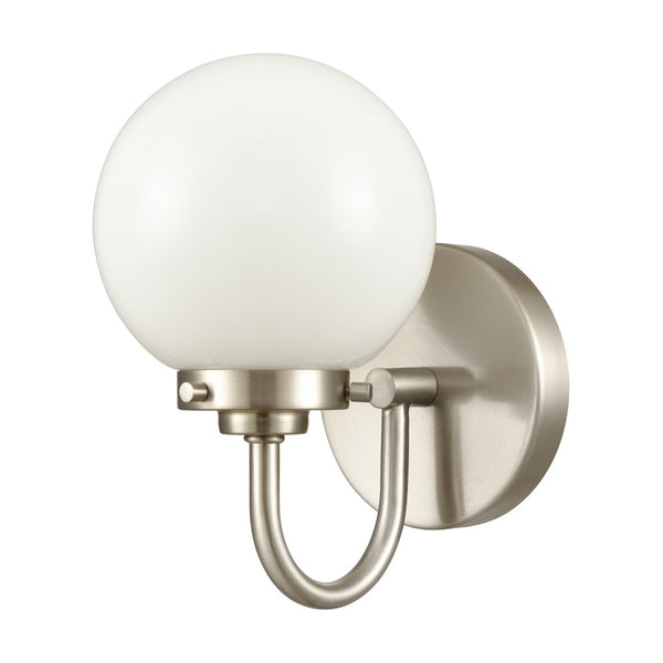 Atlas Fairbanks 1-Light Sconce - Midcentury Modern Design for Stylish Indoor Illumination in Any Space Brushed Nickel and Opal WL11072-NK2