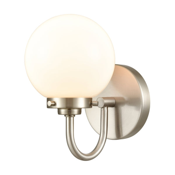 Atlas Fairbanks 1-Light Sconce - Midcentury Modern Design for Stylish Indoor Illumination in Any Space Brushed Nickel and Opal WL11072-NK2