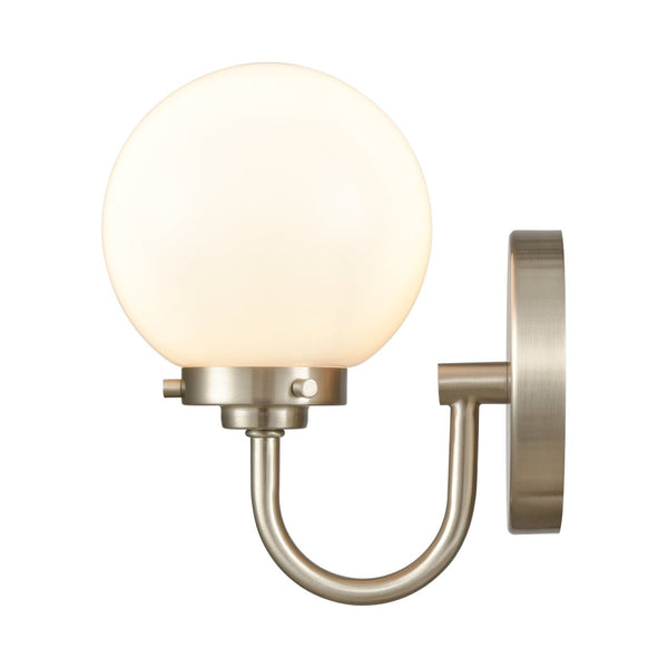 Atlas Fairbanks 1-Light Sconce - Midcentury Modern Design for Stylish Indoor Illumination in Any Space Brushed Nickel and Opal WL11072-NK2