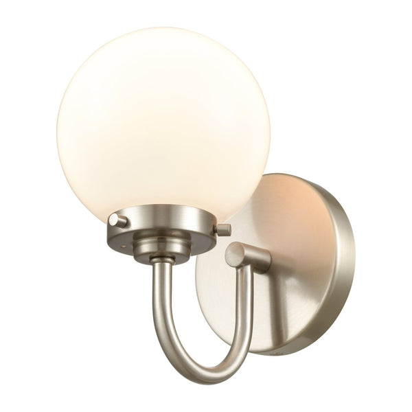 Atlas Fairbanks 1-Light Sconce - Midcentury Modern Design for Stylish Indoor Illumination in Any Space Brushed Nickel and Opal WL11072-NK2
