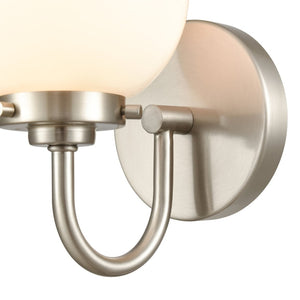 Atlas Fairbanks 1-Light Sconce - Midcentury Modern Design for Stylish Indoor Illumination in Any Space Brushed Nickel and Opal WL11072-NK2