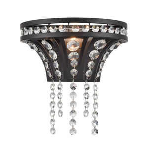 Atlas Fantania 9'' High 1-Light Sconce - Modern Elegance with Crystal Accents for Chic Home Decor Matte Black WL11073-BK