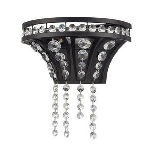 Atlas Fantania 9'' High 1-Light Sconce - Modern Elegance with Crystal Accents for Chic Home Decor Matte Black WL11073-BK
