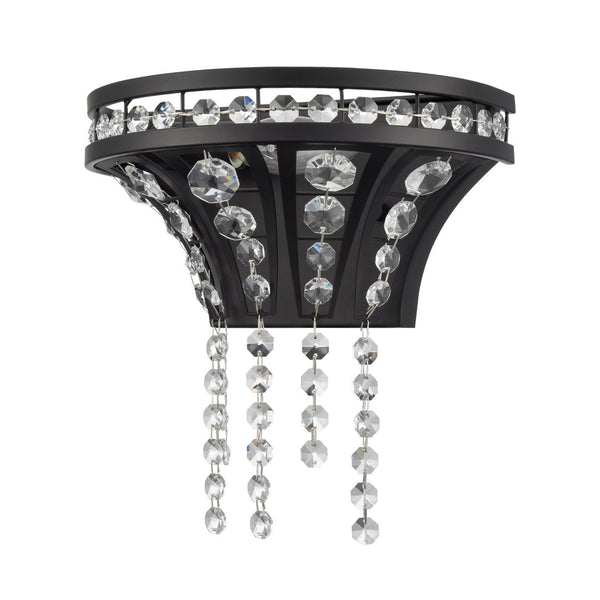 Atlas Fantania 9'' High 1-Light Sconce - Modern Elegance with Crystal Accents for Chic Home Decor Matte Black WL11073-BK