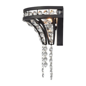 Atlas Fantania 9'' High 1-Light Sconce - Modern Elegance with Crystal Accents for Chic Home Decor Matte Black WL11073-BK