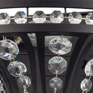 Atlas Fantania 9'' High 1-Light Sconce - Modern Elegance with Crystal Accents for Chic Home Decor Matte Black WL11073-BK