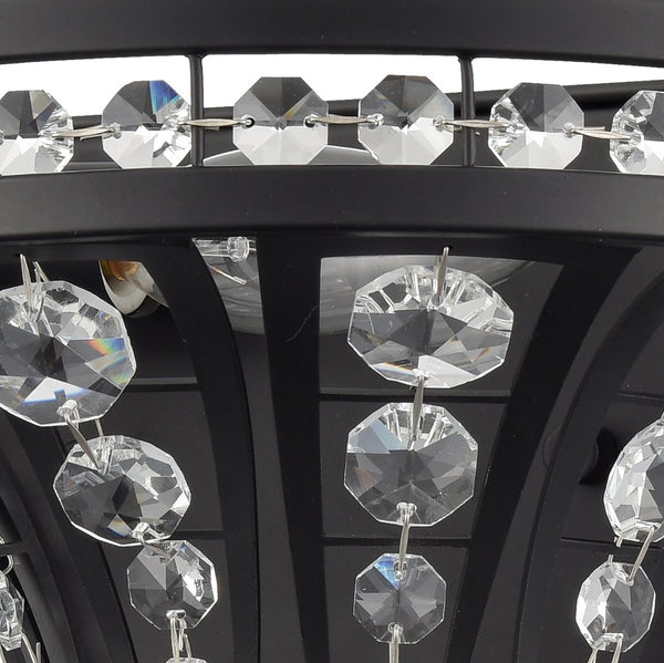 Atlas Fantania 9'' High 1-Light Sconce - Modern Elegance with Crystal Accents for Chic Home Decor Matte Black WL11073-BK