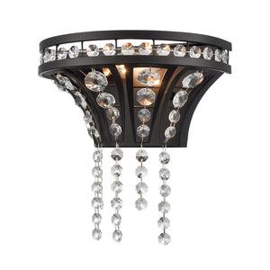 Atlas Fantania 9'' High 1-Light Sconce - Modern Elegance with Crystal Accents for Chic Home Decor Matte Black WL11073-BK