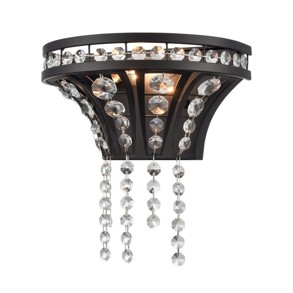 Atlas Fantania 9'' High 1-Light Sconce - Modern Elegance with Crystal Accents for Chic Home Decor Matte Black WL11073-BK