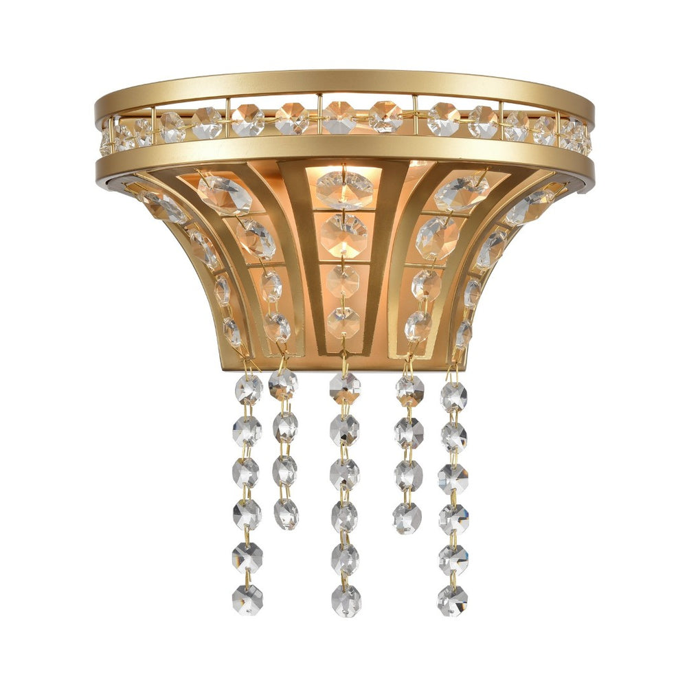 Atlas Fantania 9'' High 1-Light Sconce - Modern Elegance with Crystal Accents for Chic Home Decor Champagne Gold WL11073-GD