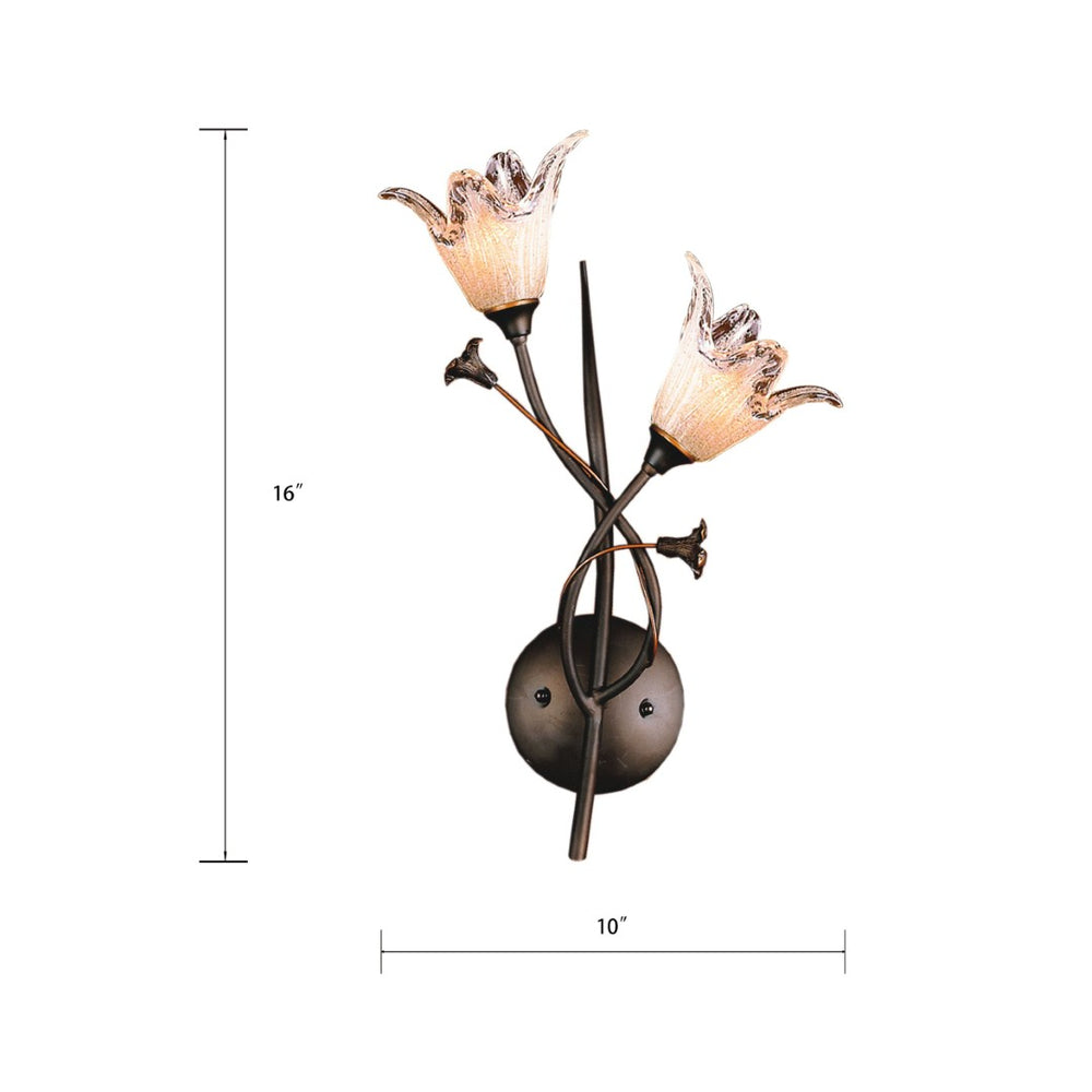 Atlas Fioritura 16'' High 2-Light Sconce - Rustic Italian Charm with Hand-Blown Tulip Shades in Bronze WL11075-BZ