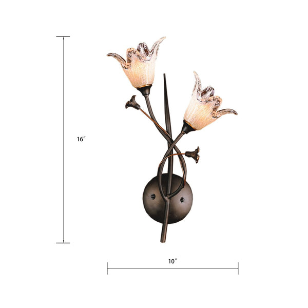 Atlas Fioritura 16'' High 2-Light Sconce - Rustic Italian Charm with Hand-Blown Tulip Shades in Bronze WL11075-BZ