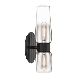 Atlas Flame 14'' High 2-Light Wall Sconce - Modern Ombre Glass Shades for Striking Interior Ambiance Matte Black WL11076-BK