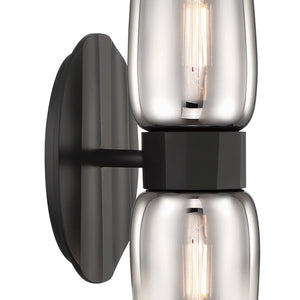 Atlas Flame 14'' High 2-Light Wall Sconce - Modern Ombre Glass Shades for Striking Interior Ambiance Matte Black WL11076-BK