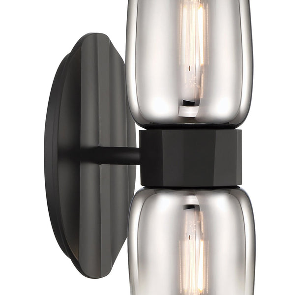 Atlas Flame 14'' High 2-Light Wall Sconce - Modern Ombre Glass Shades for Striking Interior Ambiance Matte Black WL11076-BK