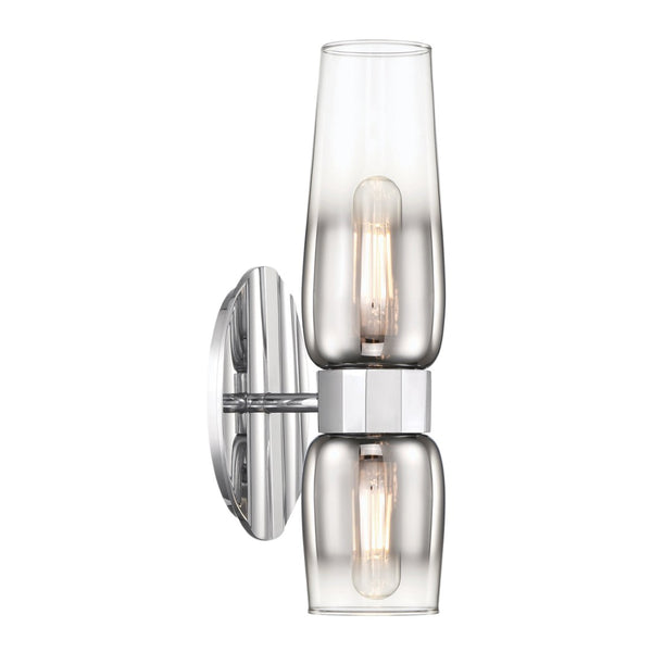 Atlas Flame 14'' High 2-Light Wall Sconce - Modern Ombre Glass Shades for Striking Interior Ambiance Chrome WL11076-CH