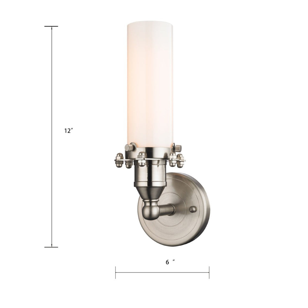 Atlas Fulton 12'' High 1-Light Sconce - Industrial Satin Nickel Design for Modern Hallways & Spaces WL11080-NK