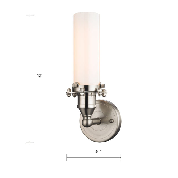 Atlas Fulton 12'' High 1-Light Sconce - Industrial Satin Nickel Design for Modern Hallways & Spaces WL11080-NK