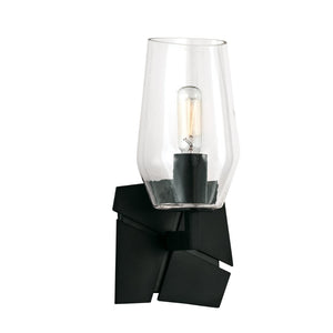 Atlas Gaia 1-Light Sconce - Contemporary Modern Design with Textured Backplate for Soft Ambient Light Acid Dipped Black WL11081-BK