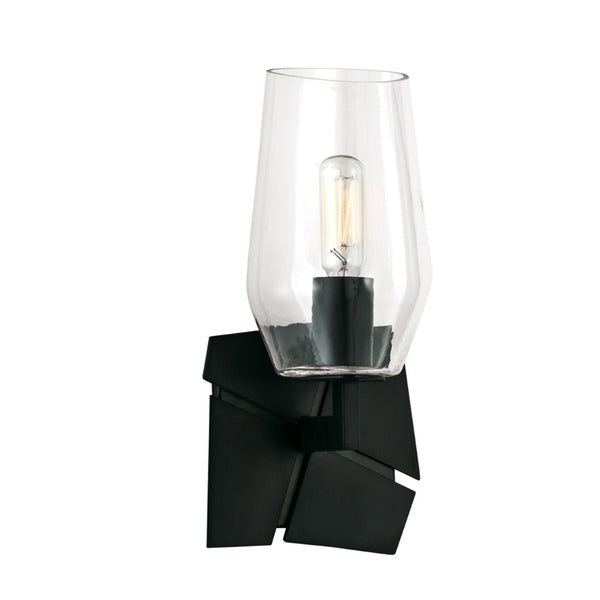 Atlas Gaia 1-Light Sconce - Contemporary Modern Design with Textured Backplate for Soft Ambient Light Acid Dipped Black WL11081-BK