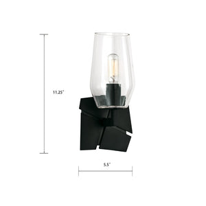Atlas Gaia 1-Light Sconce - Contemporary Modern Design with Textured Backplate for Soft Ambient Light Acid Dipped Black WL11081-BK