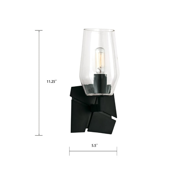 Atlas Gaia 1-Light Sconce - Contemporary Modern Design with Textured Backplate for Soft Ambient Light Acid Dipped Black WL11081-BK