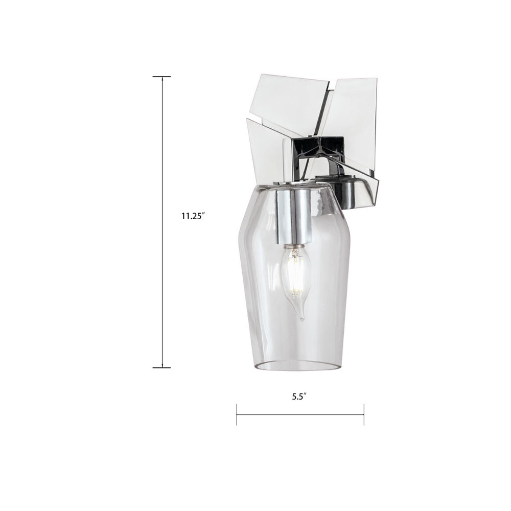 Atlas Gaia 1-Light Sconce - Contemporary Modern Design with Textured Backplate for Soft Ambient Light Chrome WL11081-CH