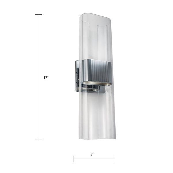 Atlas Gem 17'' High Integrated LED Sconce - Modern Elegance with Clear Acrylic Diffuser for Any Space Chrome WL11082-CH