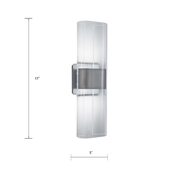 Atlas Gem 17'' High Integrated LED Sconce - Modern Elegance with Clear Acrylic Diffuser for Any Space Brushed Nickel WL11082-NK