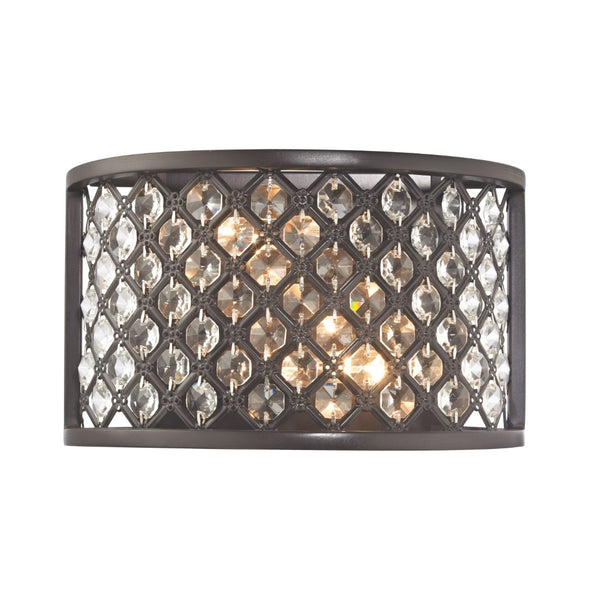 Atlas Genevieve 2-Light Sconce - Elegant Oil Rubbed Bronze Fixture with Crystal Accents for Timeless Charm WL11083-BZ