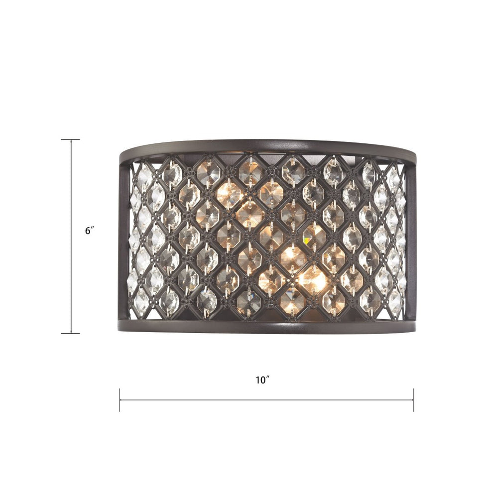 Atlas Genevieve 2-Light Sconce - Elegant Oil Rubbed Bronze Fixture with Crystal Accents for Timeless Charm WL11083-BZ