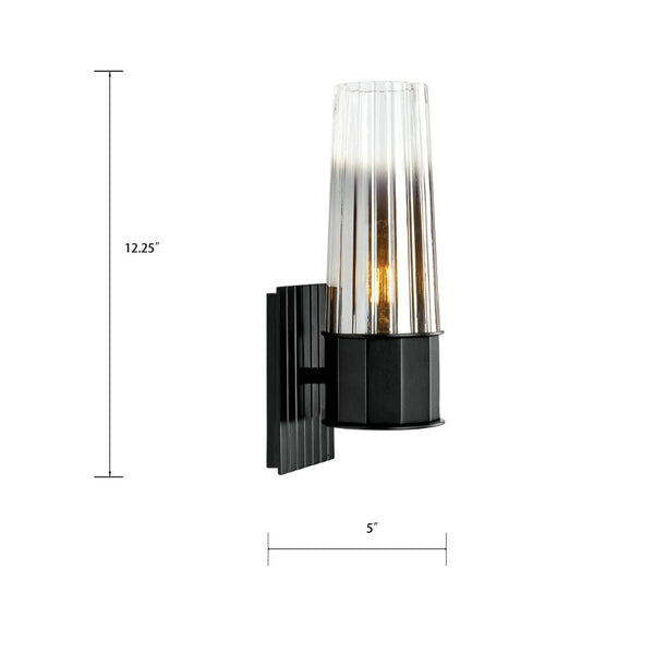 Atlas Icycle 12.25'' High 1-Light Sconce - Matte Black with Tapered Ombre Glass for Modern Spaces WL11091-BK