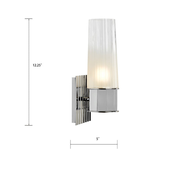 Atlas Icycle Modern 1-Light Chrome Wall Sconce with Tapered Ombré Glass Shade for Elegant Indoor Lighting WL11091-CH