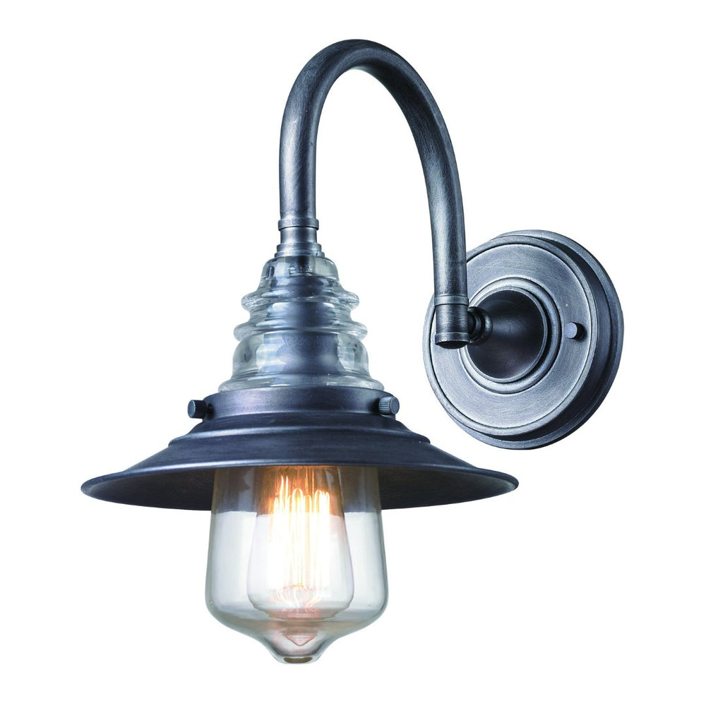 Atlas Insulator 14-Inch High 1-Light Wall Sconce - Vintage Industrial Design in Weathered Zinc Finish WL11093-SV