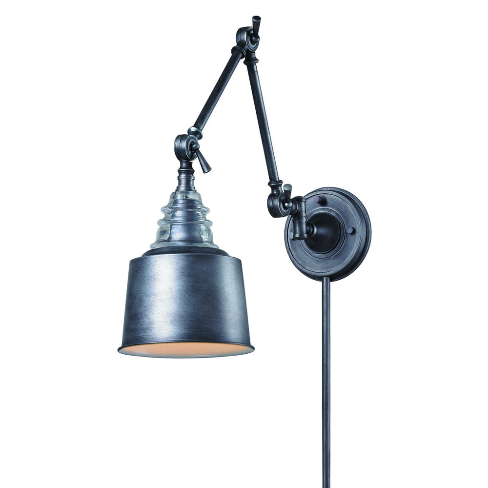 Atlas Insulator Glass 14'' High 1-Light Sconce - Vintage Industrial Style Light for Modern Home Décor Weathered Zinc WL11094-SV