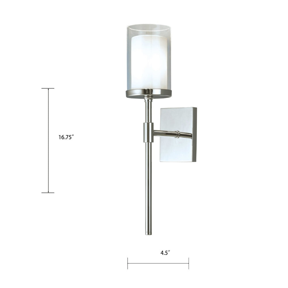 Atlas Kimberly Elegant 16.75" High 1-Light Chrome Sconce - Dual-Layered Glass for Modern Sophistication WL11098-CH