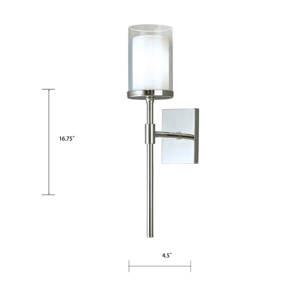 Atlas Kimberly Elegant 16.75" High 1-Light Chrome Sconce - Dual-Layered Glass for Modern Sophistication WL11098-CH