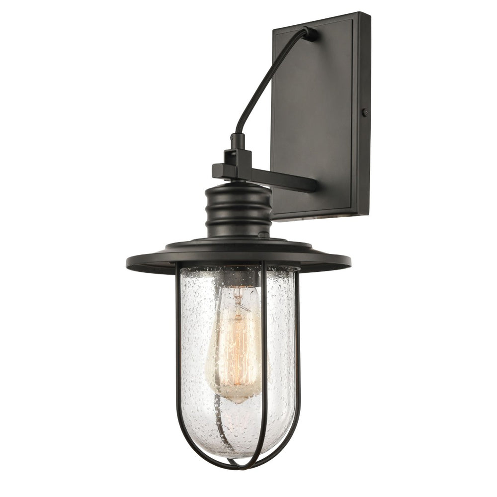 Atlas Lakeshore Drive 1-Light Sconce - Nautical Matte Black Wall Light for Coastal & Industrial Décor WL11100-BK