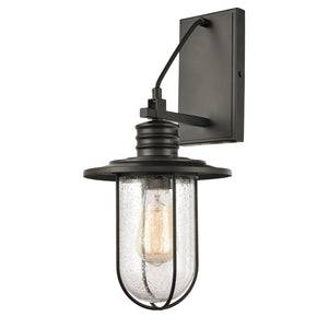 Atlas Lakeshore Drive 1-Light Sconce - Nautical Matte Black Wall Light for Coastal & Industrial Décor WL11100-BK