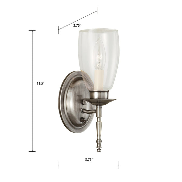 Atlas Legacy 11.5" High 1-Light Sconce in Elegant Pewter Finish - Classic Design for Timeless Spaces WL11101-SV