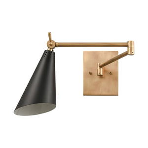 Atlas Luca 9" High 1-Light Sconce - Midcentury Modern Design with Adjustable Shade for Versatile Lighting Natural Brass WL11104-BS