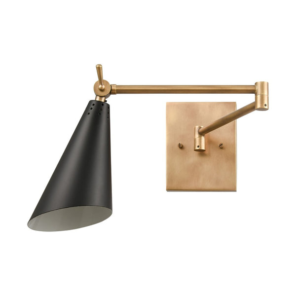 Atlas Luca 9" High 1-Light Sconce - Midcentury Modern Design with Adjustable Shade for Versatile Lighting Natural Brass WL11104-BS