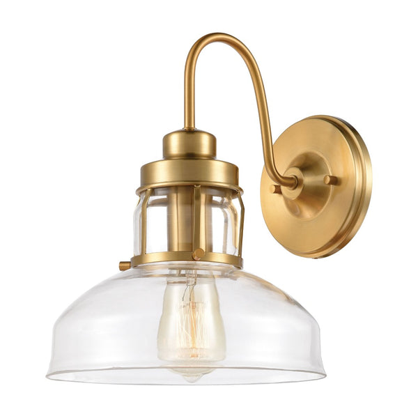 Atlas Manhattan Boutique 12'' High 1-Light Wall Sconce - Elegant Clear Glass Shade for Modern Spaces Brushed Brass WL11105-BS