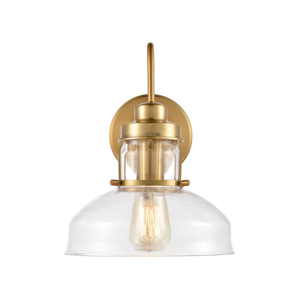 Atlas Manhattan Boutique 12'' High 1-Light Wall Sconce - Elegant Clear Glass Shade for Modern Spaces Brushed Brass WL11105-BS