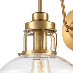 Atlas Manhattan Boutique 12'' High 1-Light Wall Sconce - Elegant Clear Glass Shade for Modern Spaces Brushed Brass WL11105-BS