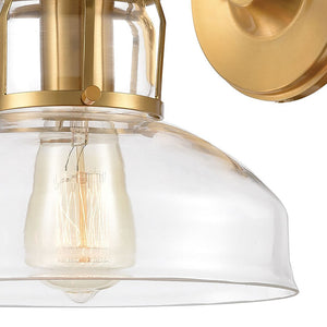 Atlas Manhattan Boutique 12'' High 1-Light Wall Sconce - Elegant Clear Glass Shade for Modern Spaces Brushed Brass WL11105-BS